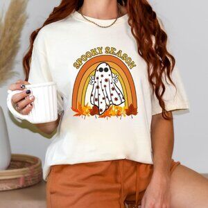Retro Halloween Shirt, Spooky Season Shirt, Cute Ghost Shirt, Fall Rainbow Shirt